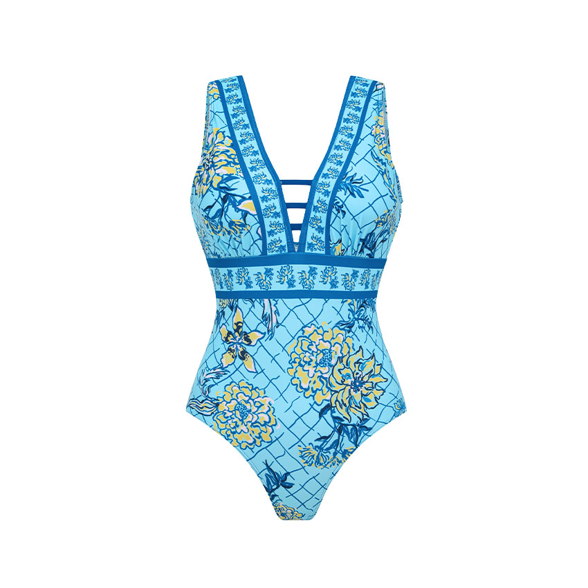 V Neck Blossom Print Swimsuit Set(s)