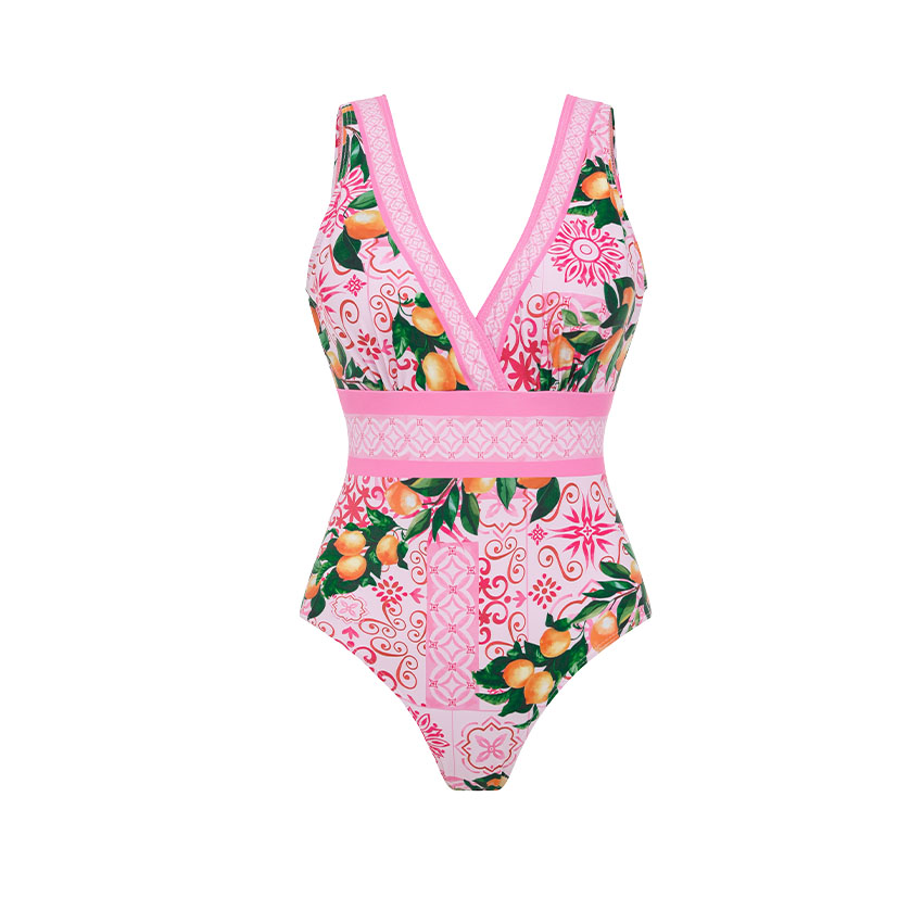 V Neck Lemon Print Swimsuit Set(s)