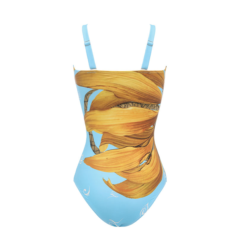 Bandeau Chrysanthemum Print Swimsuit Set(s)