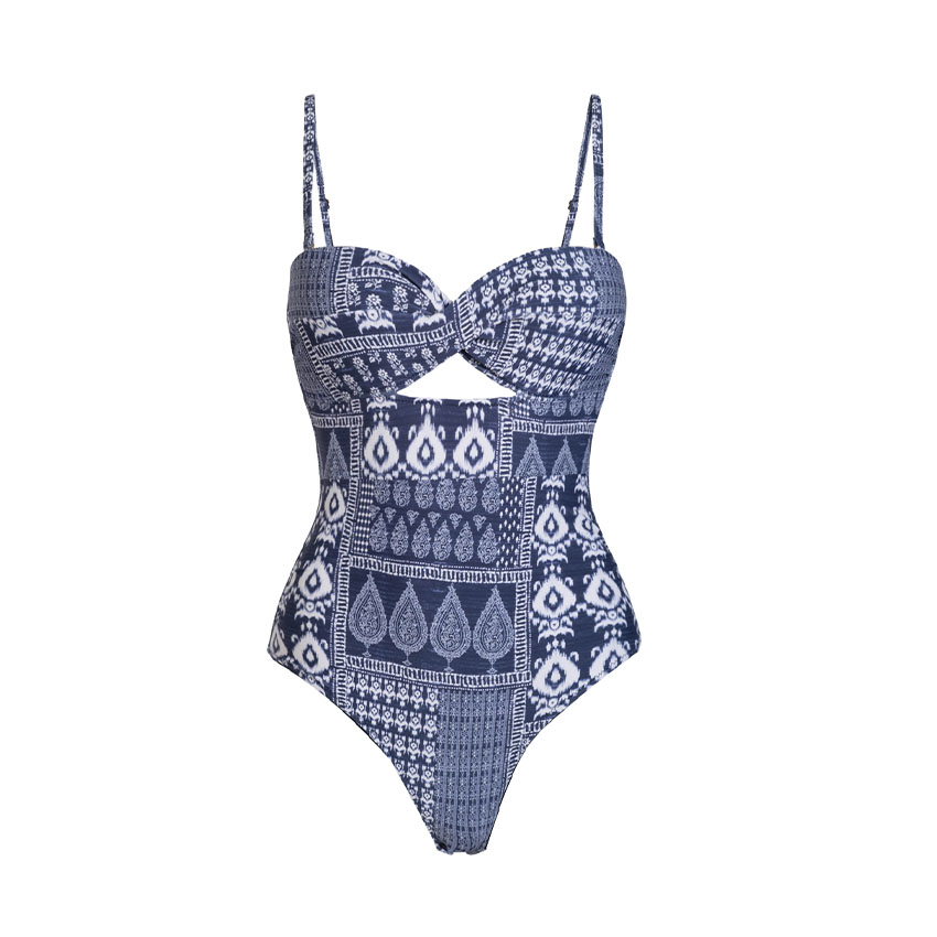 Bandeau Cutout Ethnic Print Swimsuit Set(s)