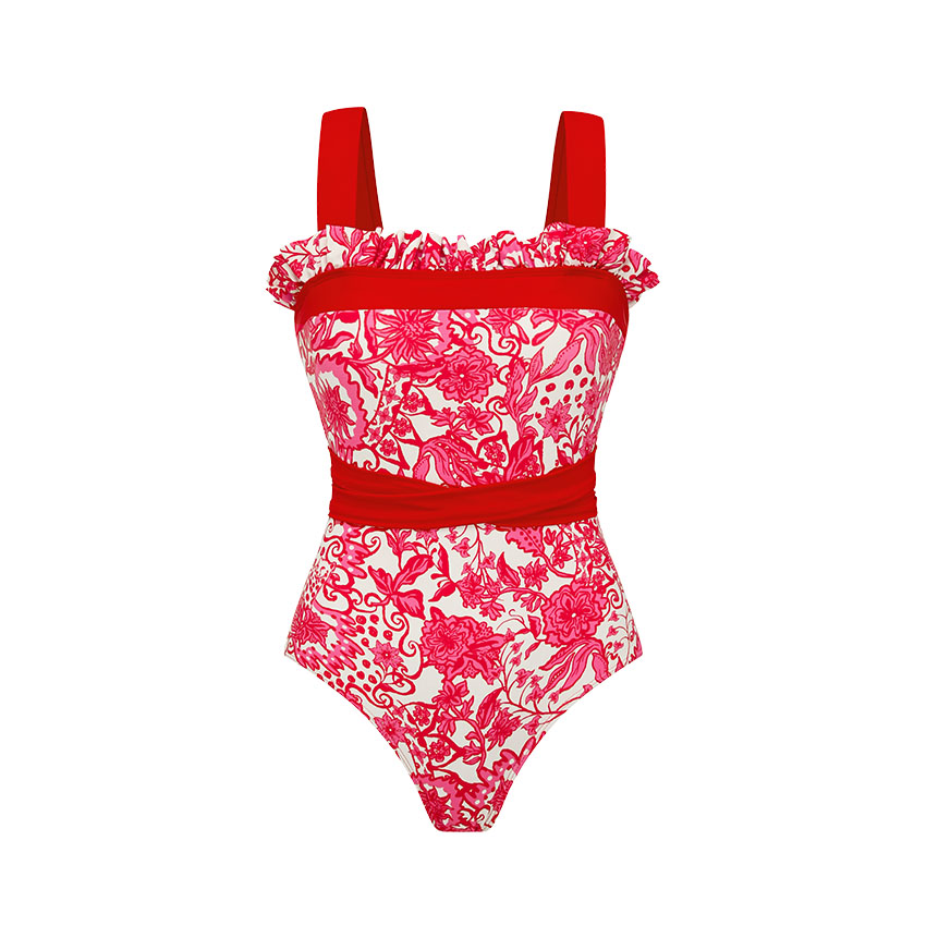 Bandeau Ruffle Printed Swimsuit Set(s)