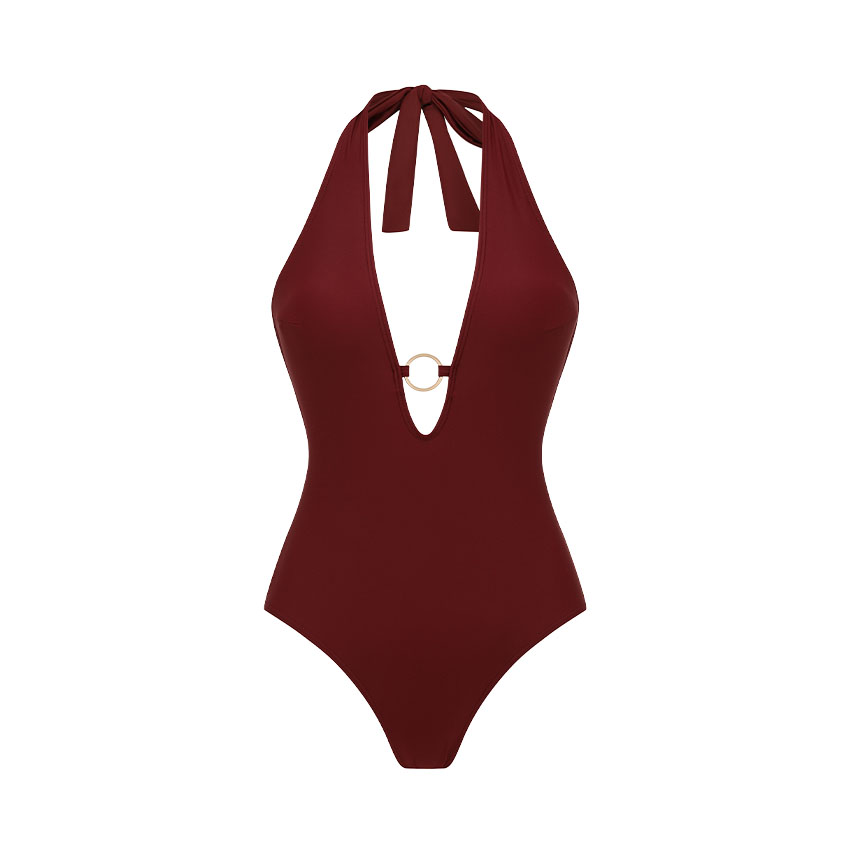 Halter Cutout Solid Color Swimsuit Set(s)