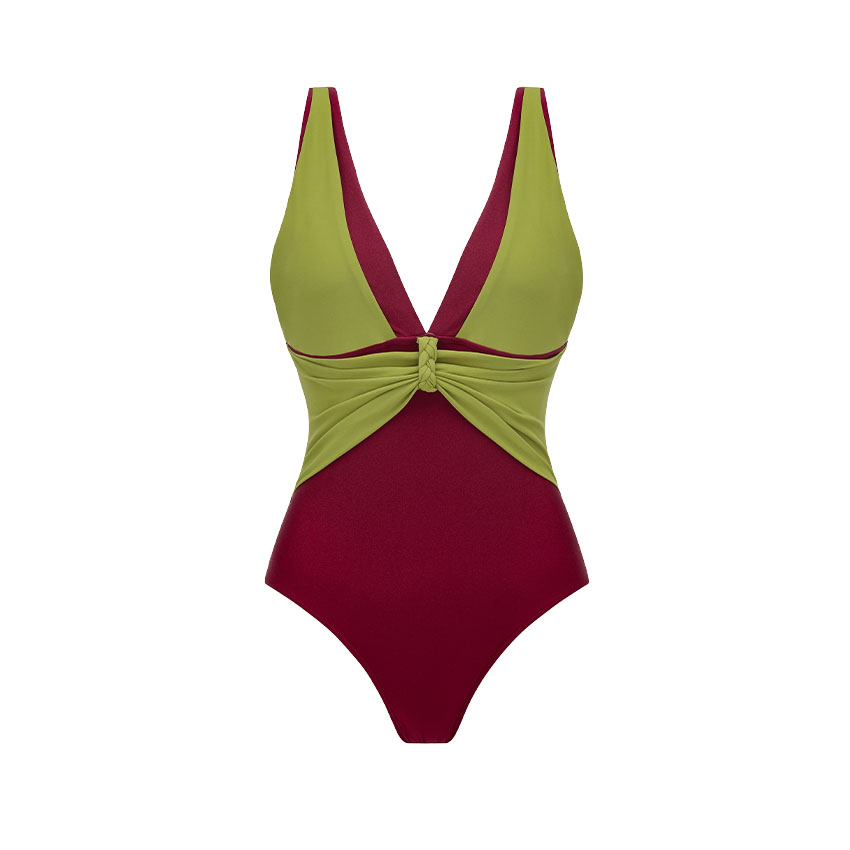 V Neck Color Block Swimsuit Set(s)