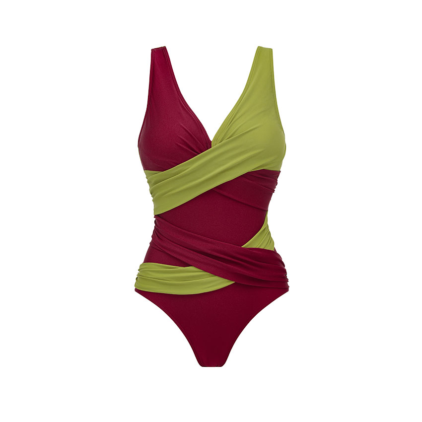 V Neck Color Block Swimsuit Set(s)