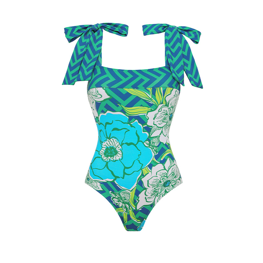 Bowknot Blossom Print Swimsuit Set(s)
