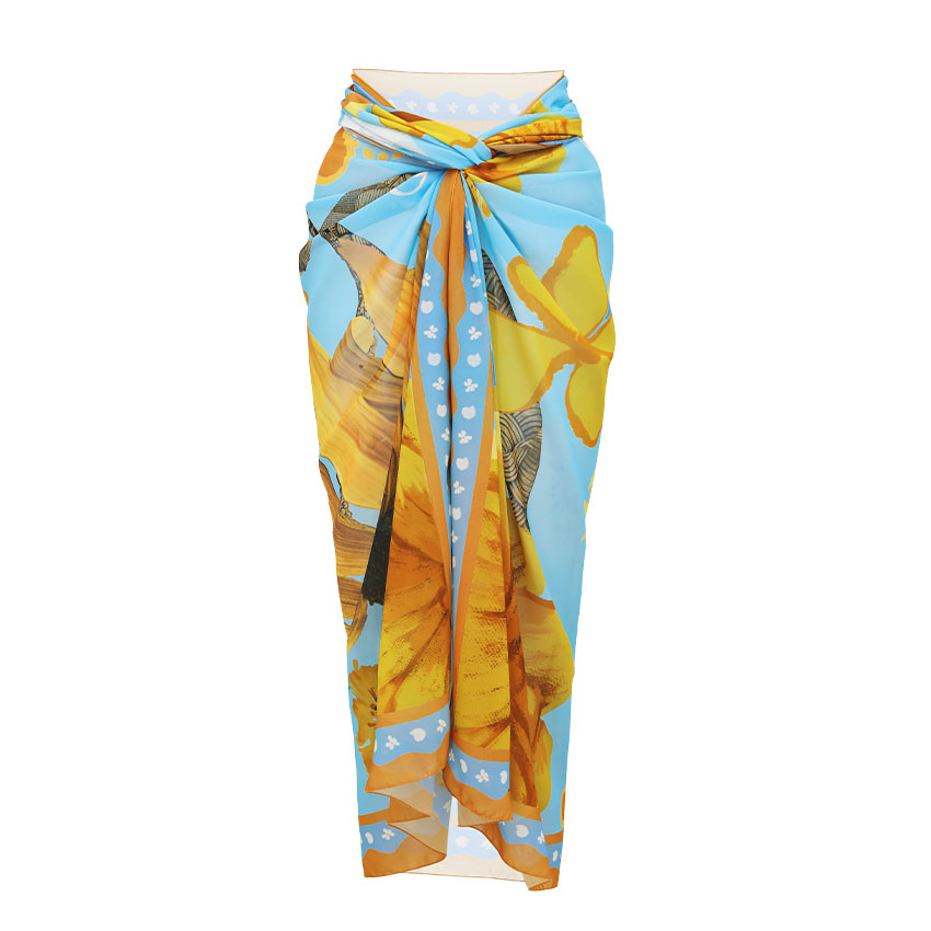 Bandeau Chrysanthemum Print Swimsuit Set(s)