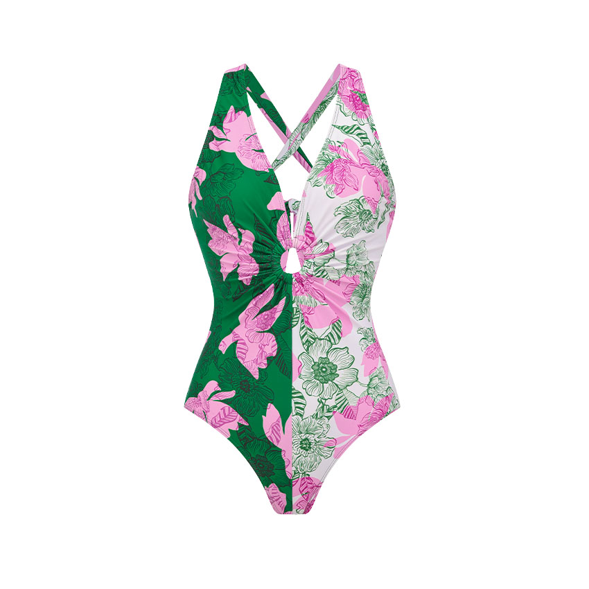 Color Block Printed Swimsuit Set(s)