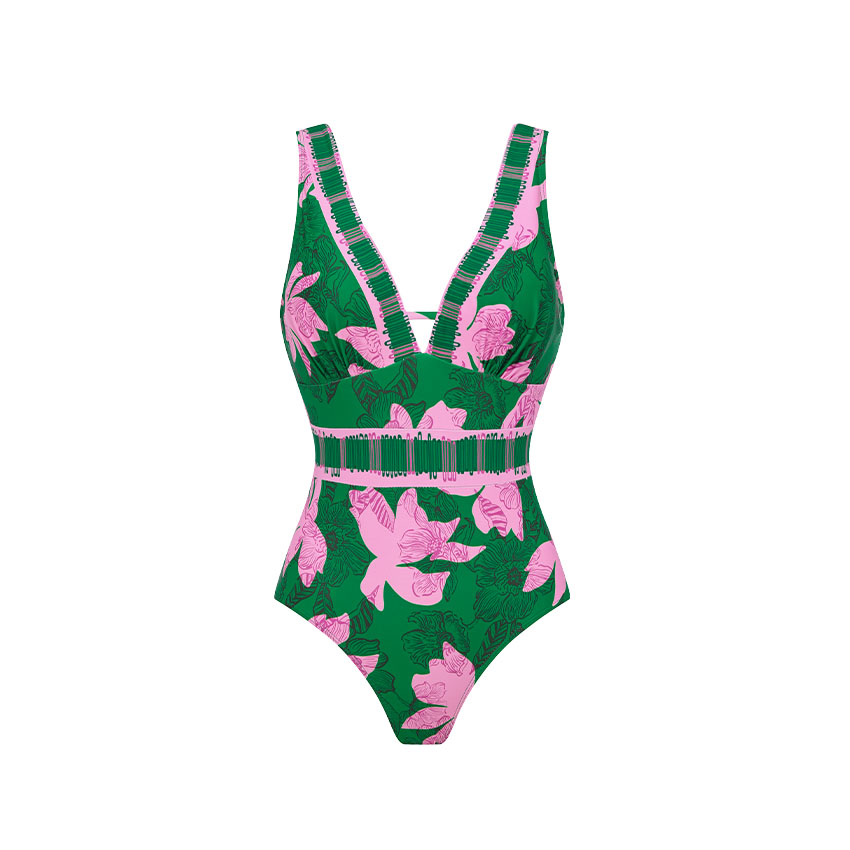 V NeckPrinted Swimsuit Set(s)