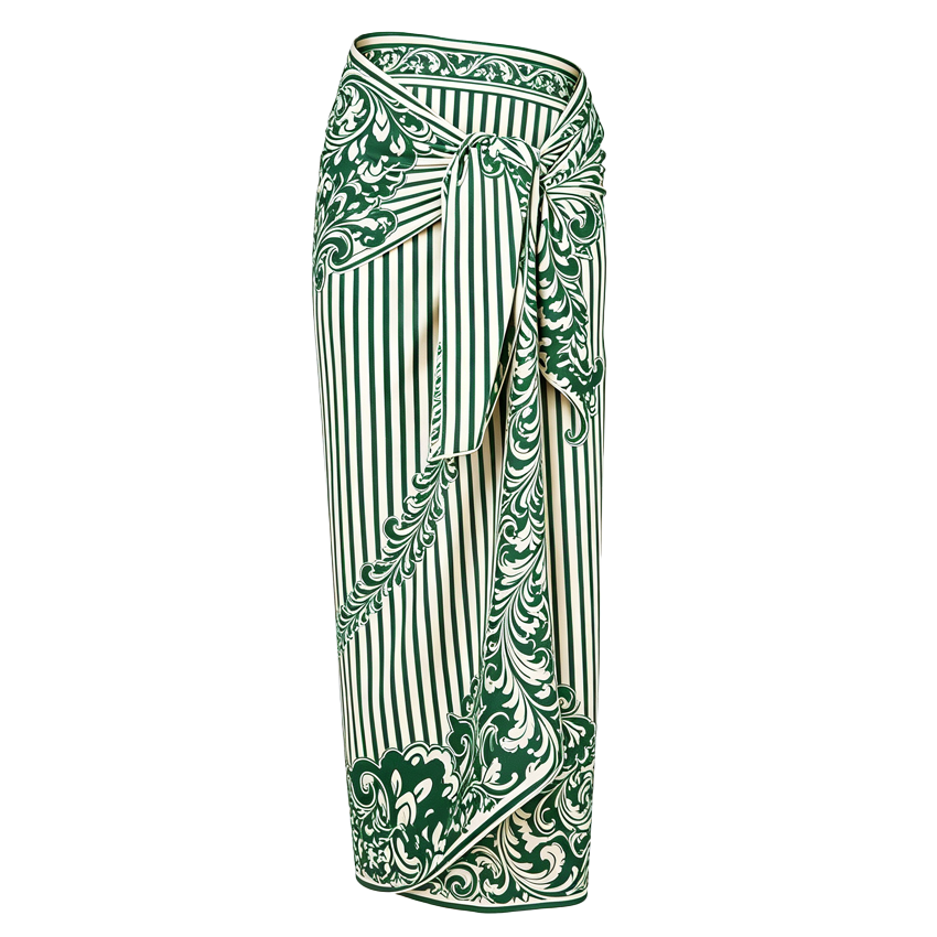 V-neck Green Print Swimsuit set(s)