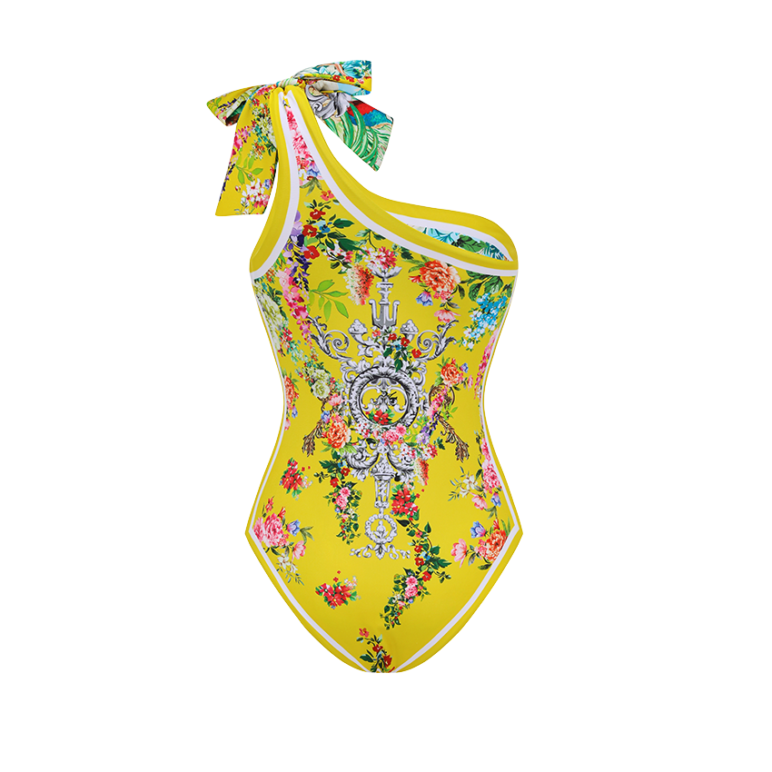 [Copy]Neckband Peony Print Swimsuit Set(s)