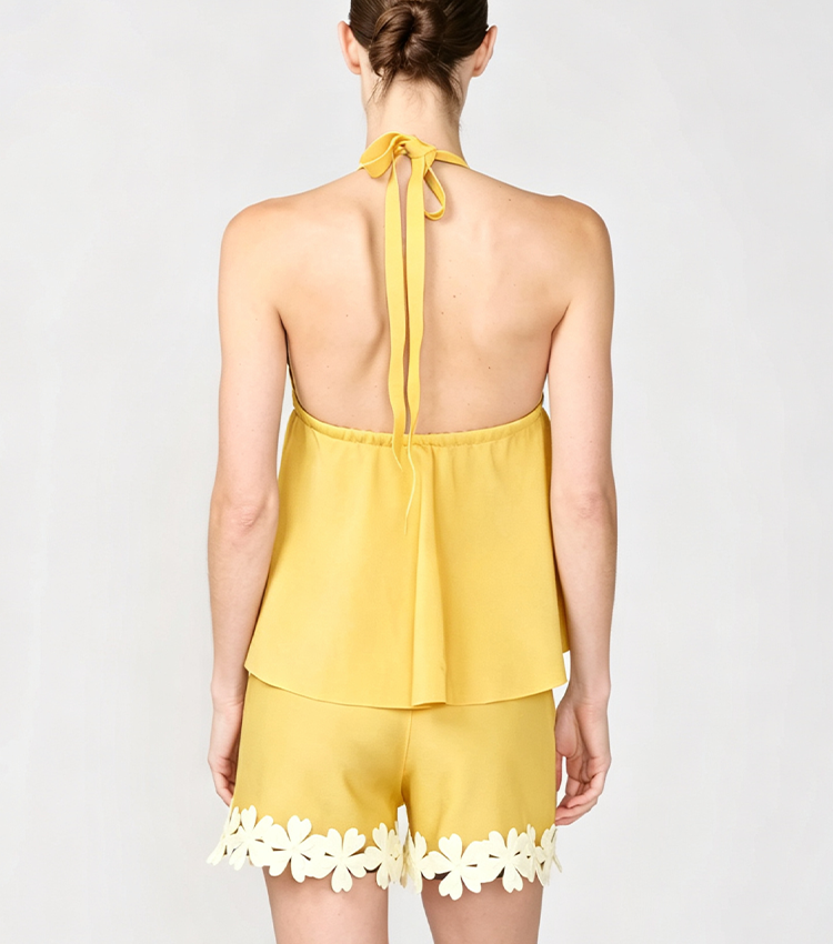 Contrast-Color 3D Flowers Halter-neck Swimsuit set(s)