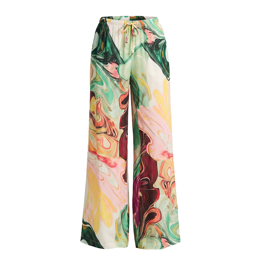 Halter-neck Red and Green Gradient Print Swimsuit set(s)