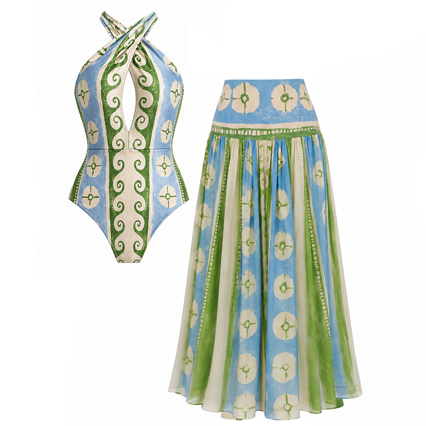 Halter Printed Swimsuit Set(s)