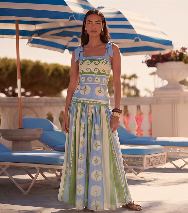 Adjustable Shoulder Straps Printed Swimsuit Set(s)