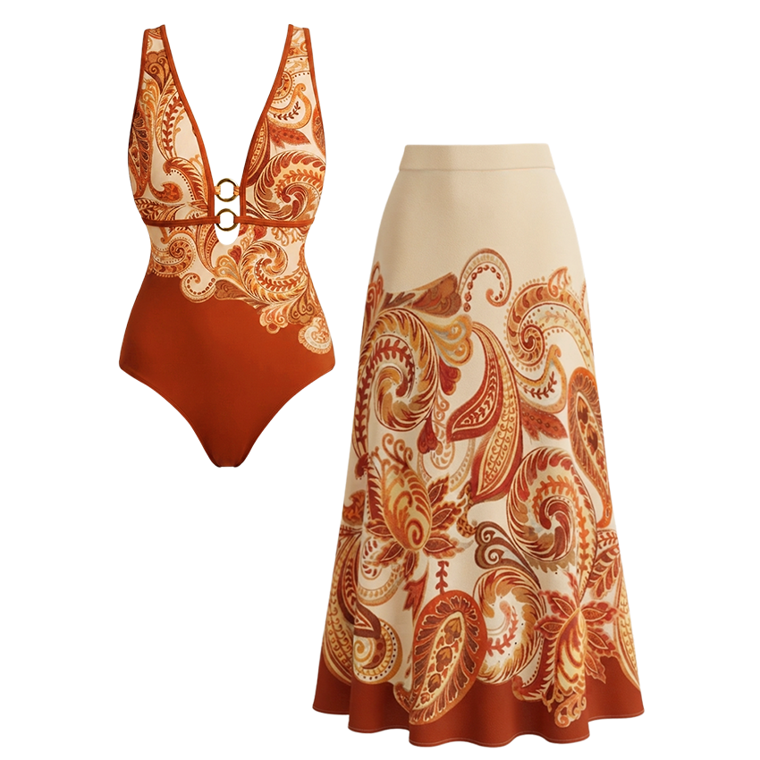 [Copy]Adjustable Shoulder Strap Floral Print Swimsuit Set(s)