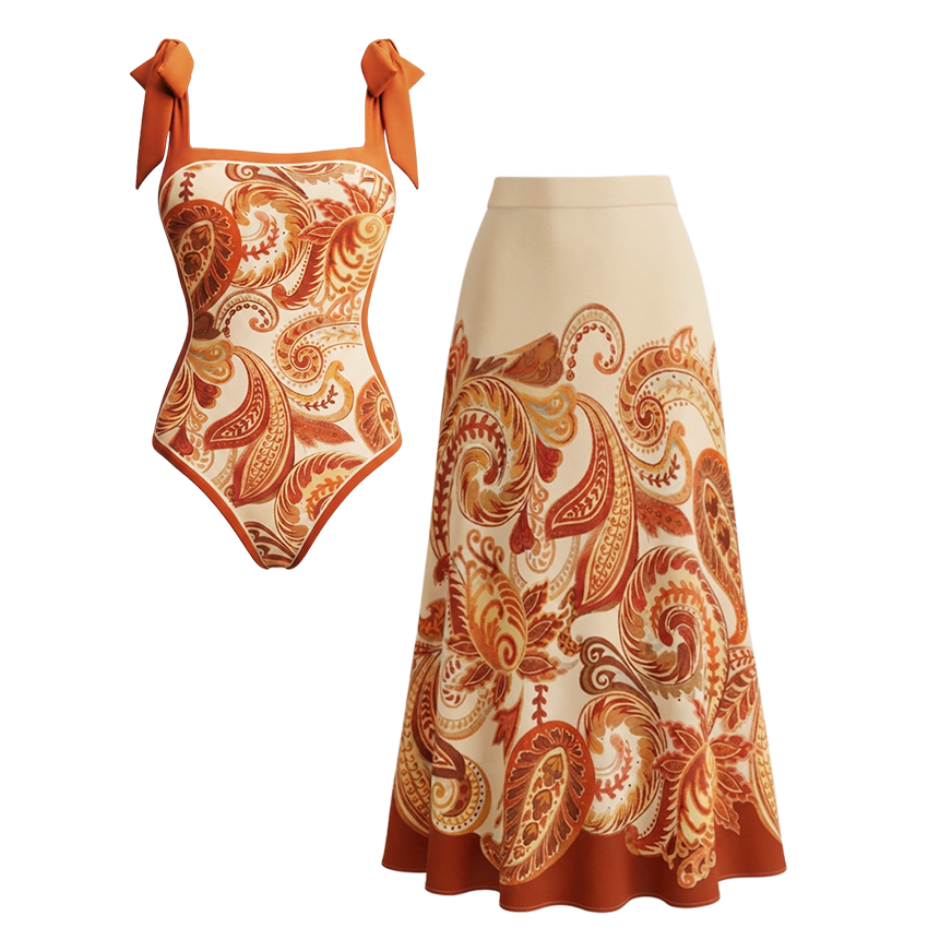 [Copy]Adjustable Shoulder Strap Floral Print Swimsuit Set(s)