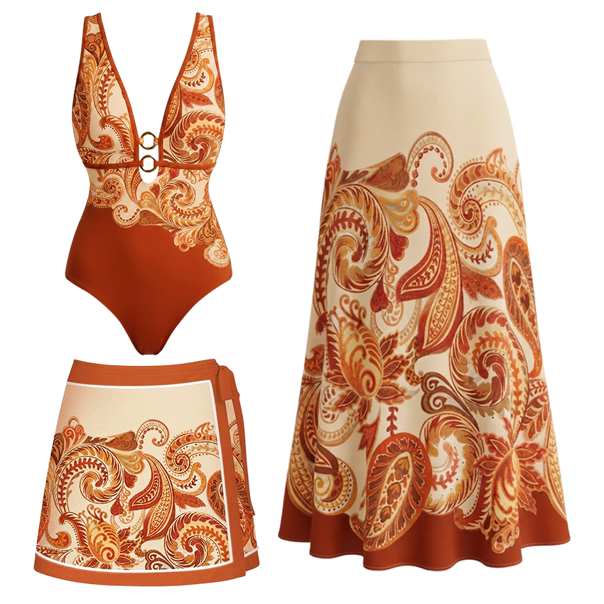 [Copy]Adjustable Shoulder Strap Floral Print Swimsuit Set(s)