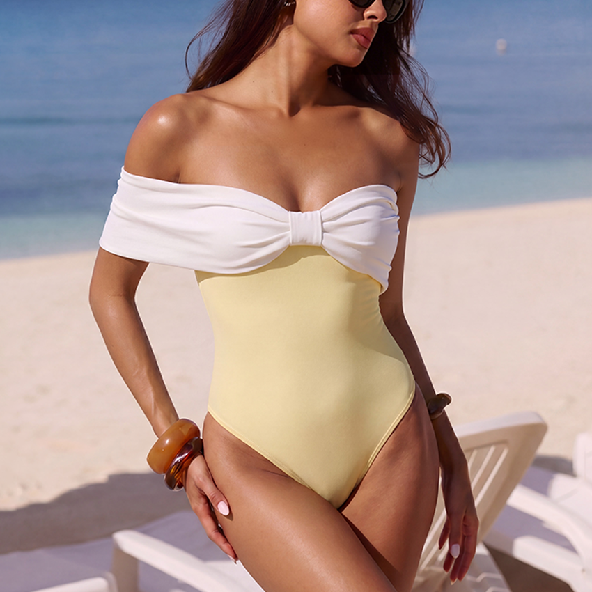 Color Block Bow Decor Swimsuit Set(s)