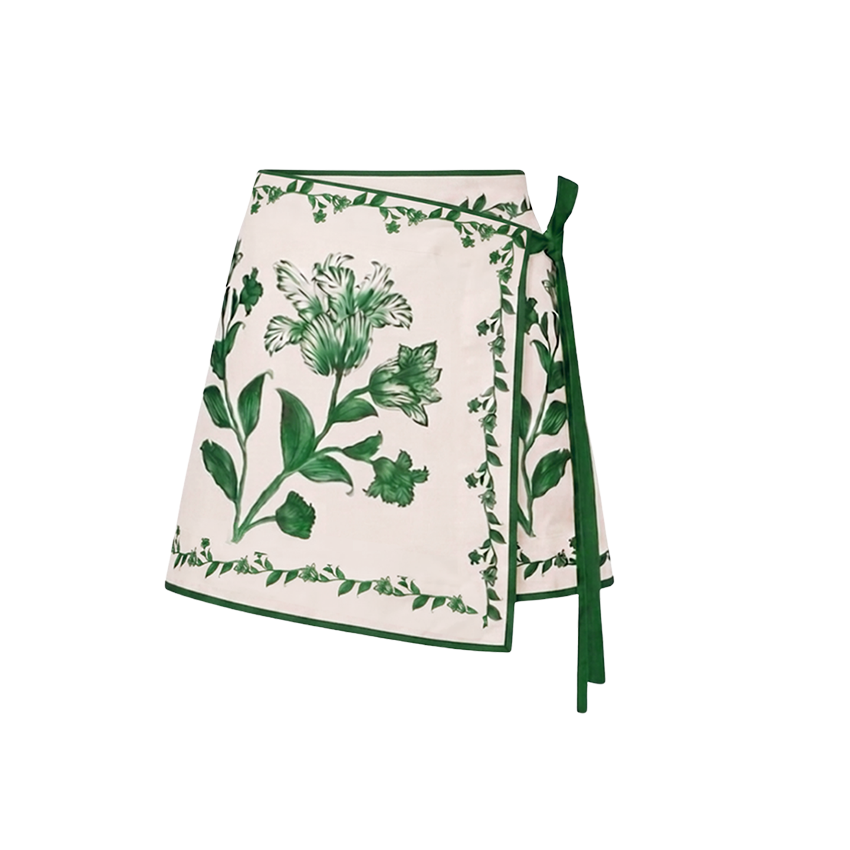 Adjustable Straps Green Floral Print Swimsuit Set(s)