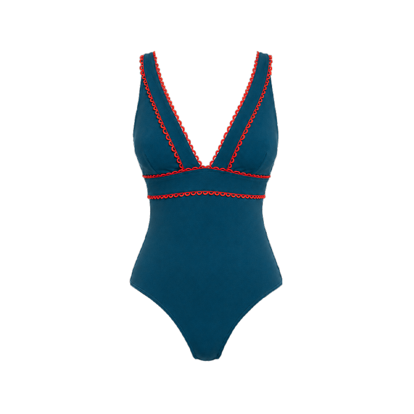 V Neck Lace Solid Color Swimsuit Set(s)