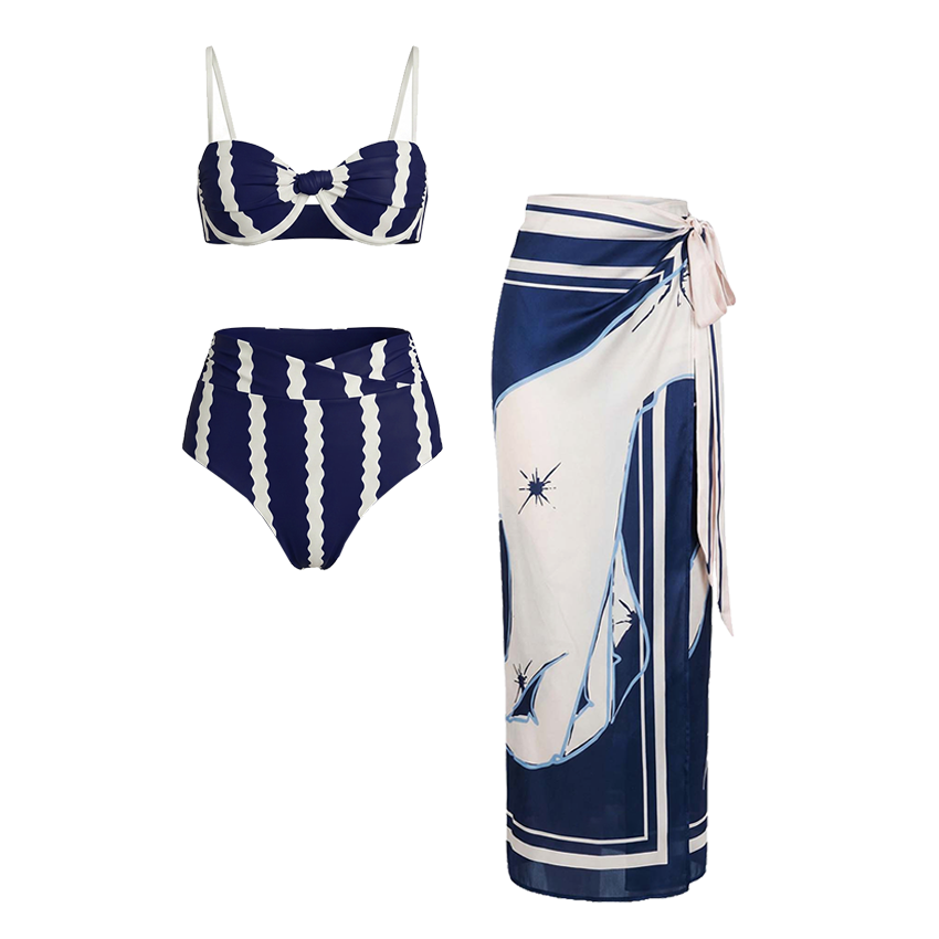 Push-Up Wavy Stripes Swimsuit Set(s)