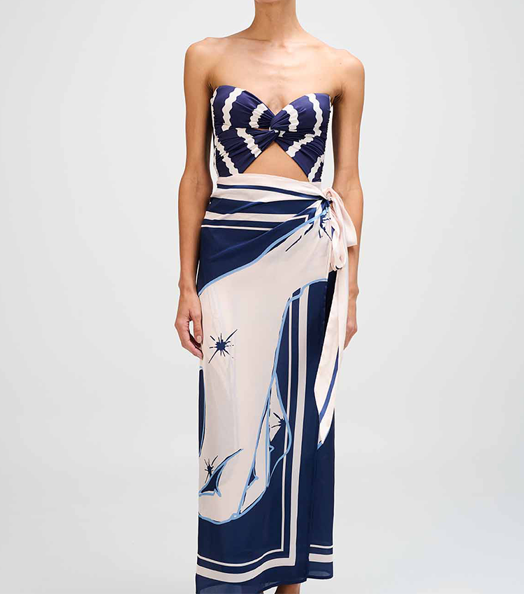 Midnight Blue Wavy Stripes Swimsuit Set(s)