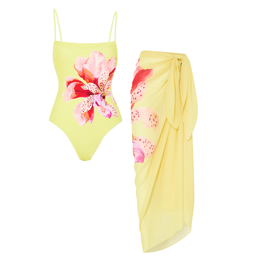 Yellow Lily Print Swimsuit set(s)