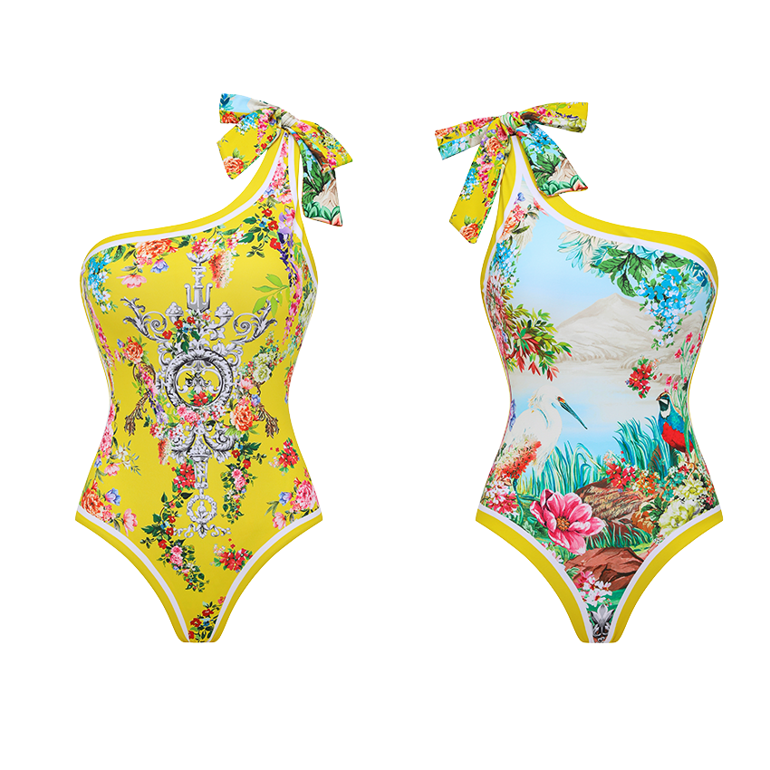 [Copy]Neckband Peony Print Swimsuit Set(s)