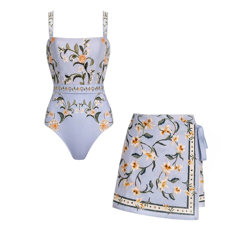 Adjustable Shoulder Strap Floral Print Swimsuit Set(s)