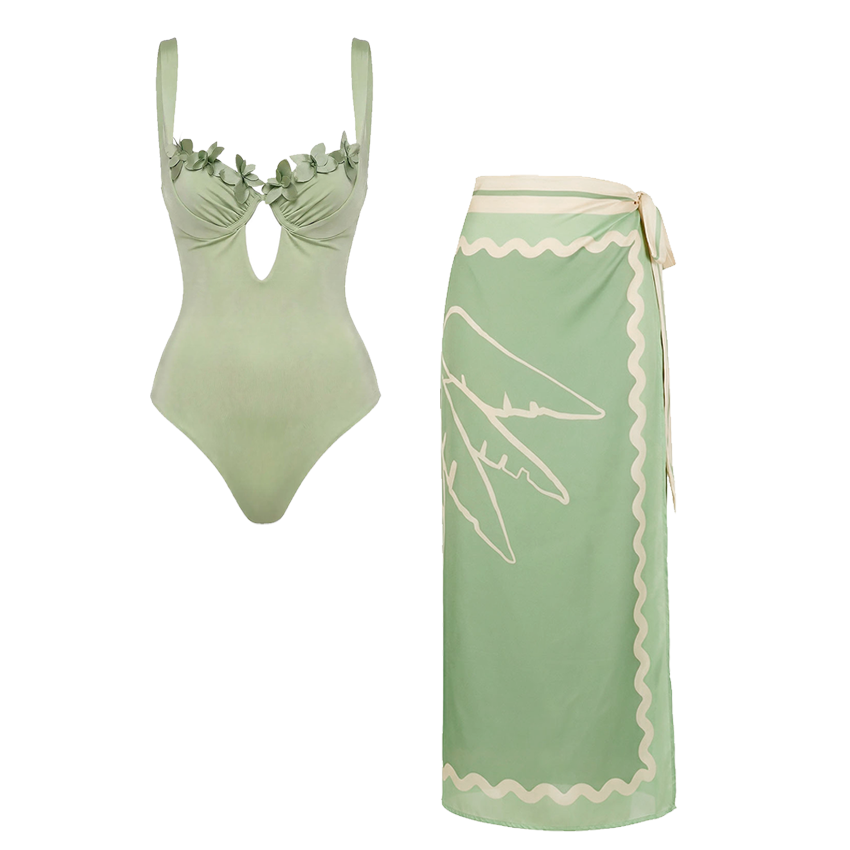 Pale Green 3D FlowersSwimsuit set(s)