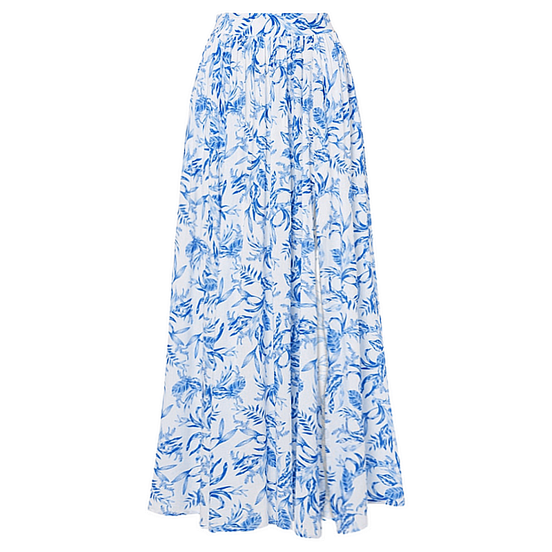 Oblique Shoulder Printed One Piece Swimsuit and Skirt