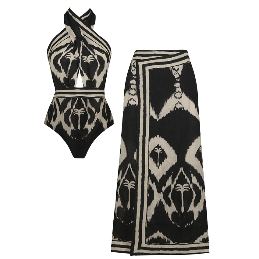 [Copy]V Neck Printed Swimsuit Set(s)
