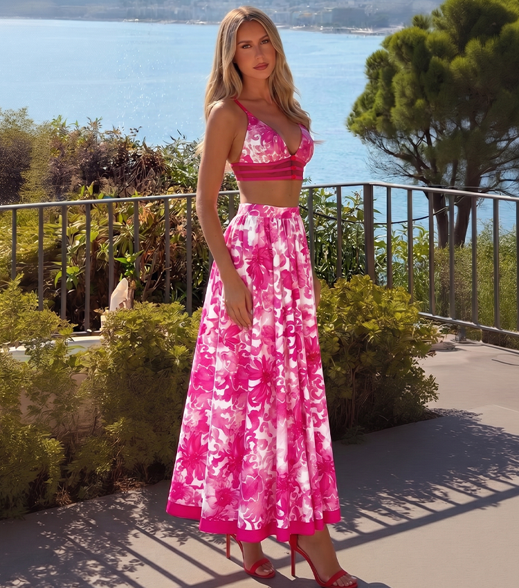 Cut-out Flowews Print Swimsuit set(s)