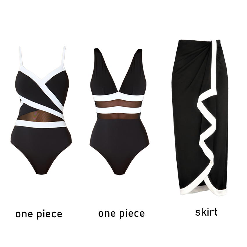 Black and White Color Blocking Swimsuit Set(s)