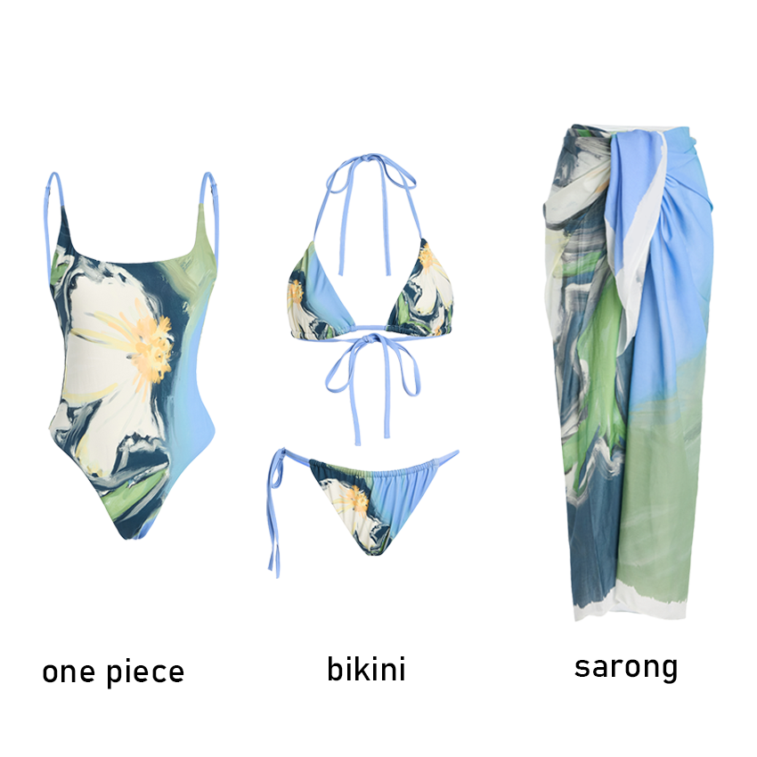 Straps Magnolia Print Swimsuit Set(s)