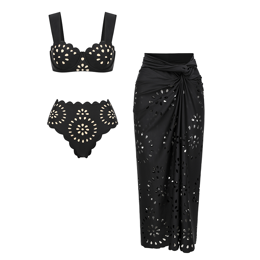 Underwire Black CutoutSwimsuit Set(s)