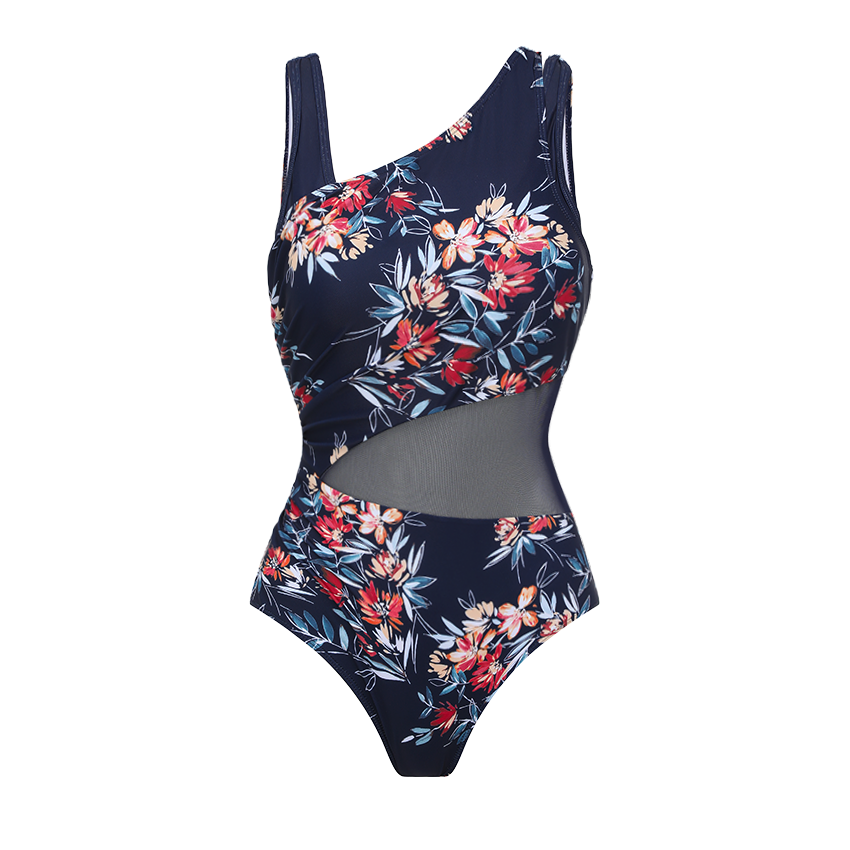 Asymmetrical Design Ember Garden Print Swimsuit set(s)