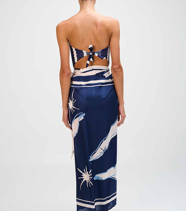 Midnight Blue Wavy Stripes Swimsuit Set(s)