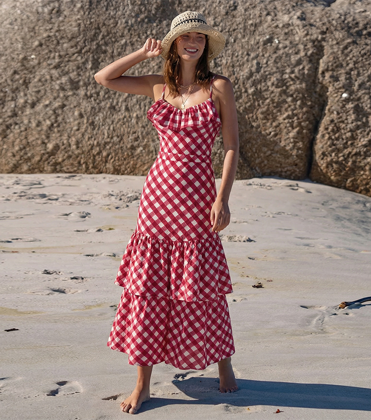 Ruffle Plaid Printed Swimsuit Set(s)