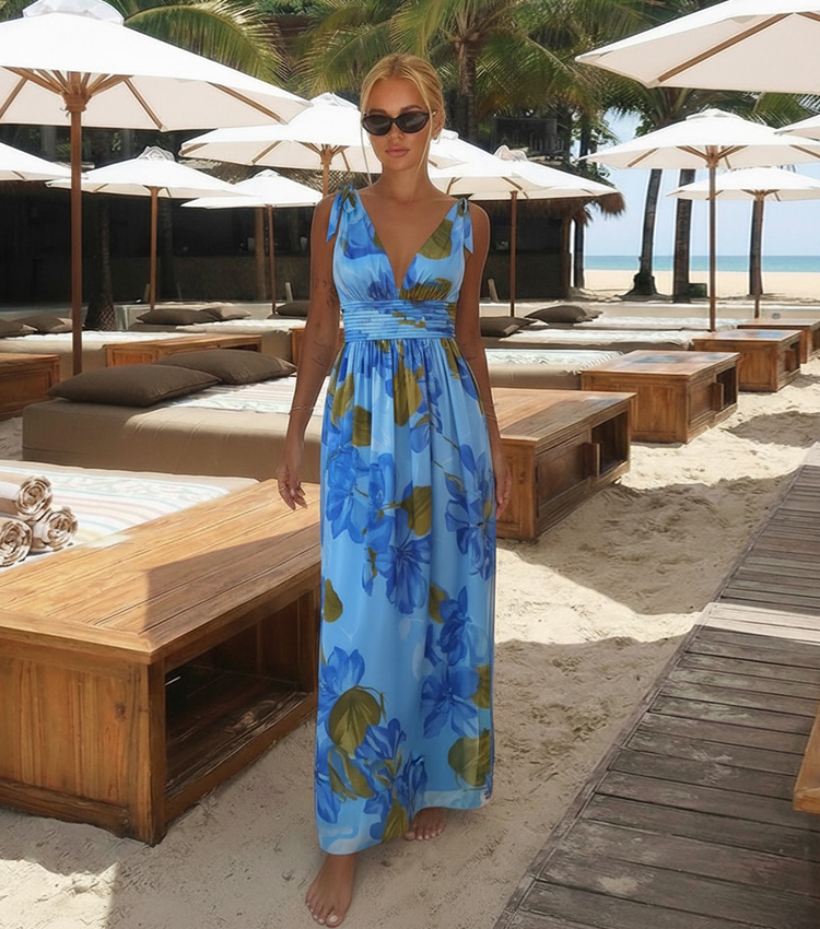 Blue Floral Printed Swimsuit Set(s)