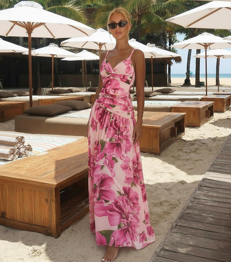 Pink Floral Printed Swimsuit Set(s)