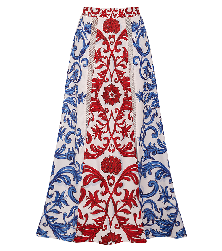 Red & Blue Seville Tiles Print V-Neck Swimsuit Set(s)