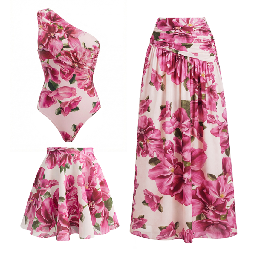 Pink Floral Printed Swimsuit Set(s)