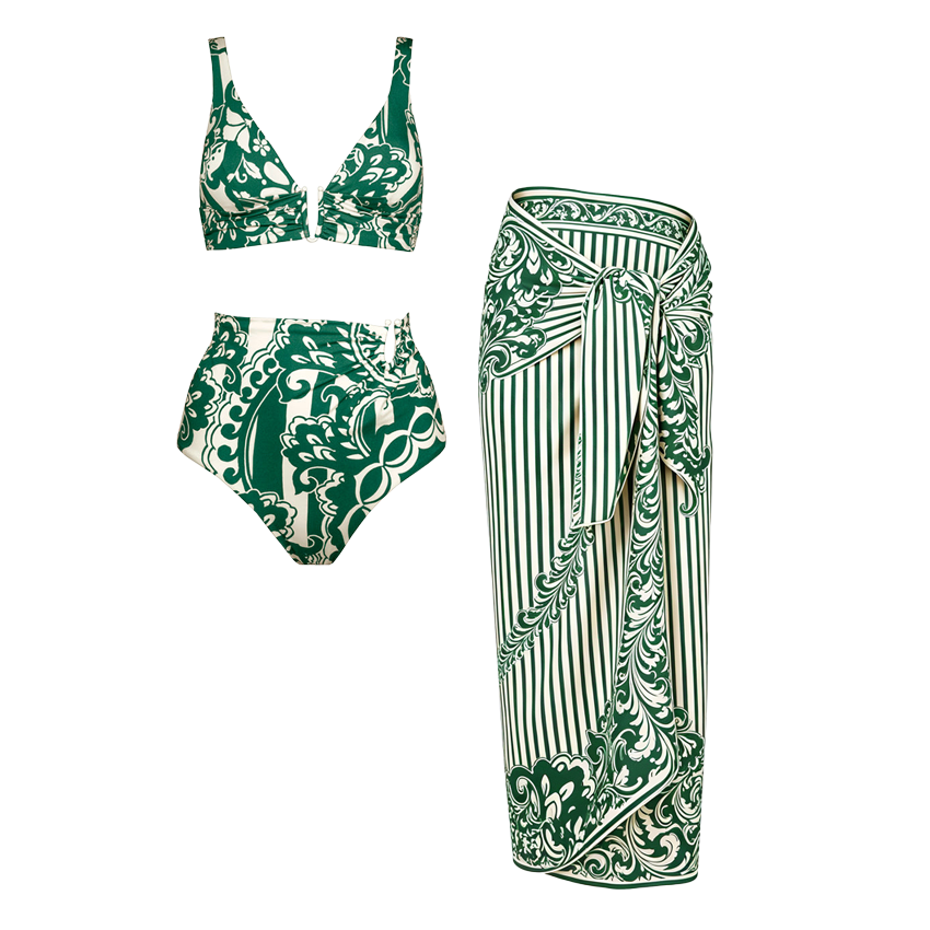 Plunge Green Print Swimsuit set(s)