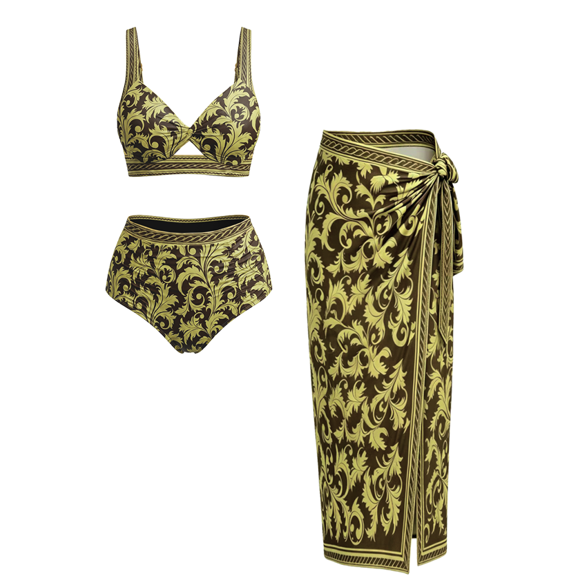 V-neckDrawstring Shaping Effect Swimsuit set(s)