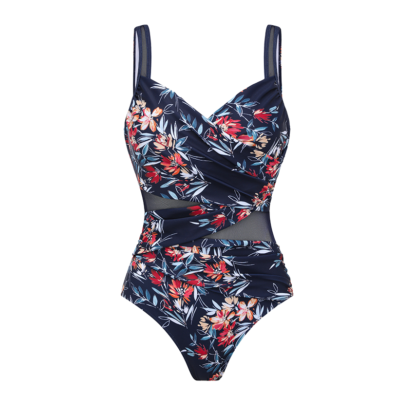 Fabric Splicing Ember Garden Print Swimsuit set(s)