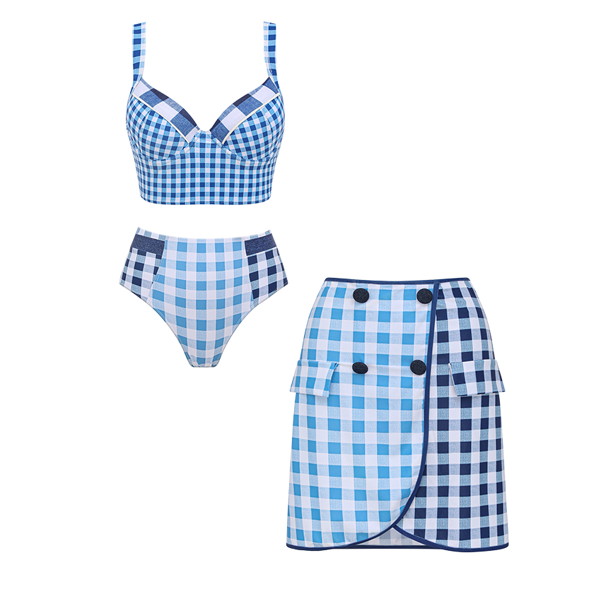Push Up Plaid Printed Swimsuit Set(s)
