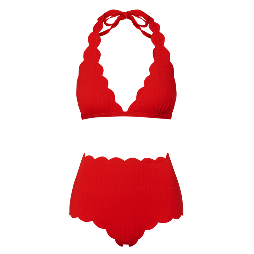 Halter Red Color Laser Cutting Bikini Swimsuit Set(s)