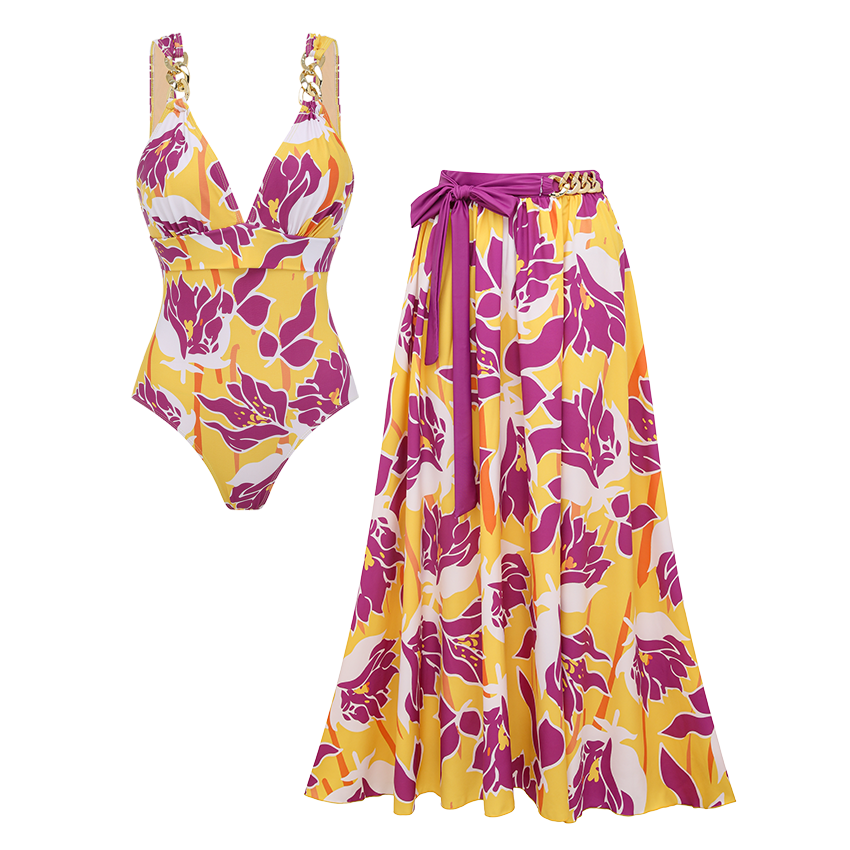 V-Neck Chain Decoration Swimsuit Set(s)