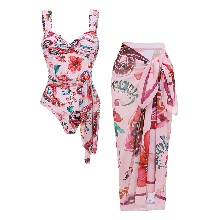 Multiple Ways to Style Pink Paisley Print Swimsuit Set(s)